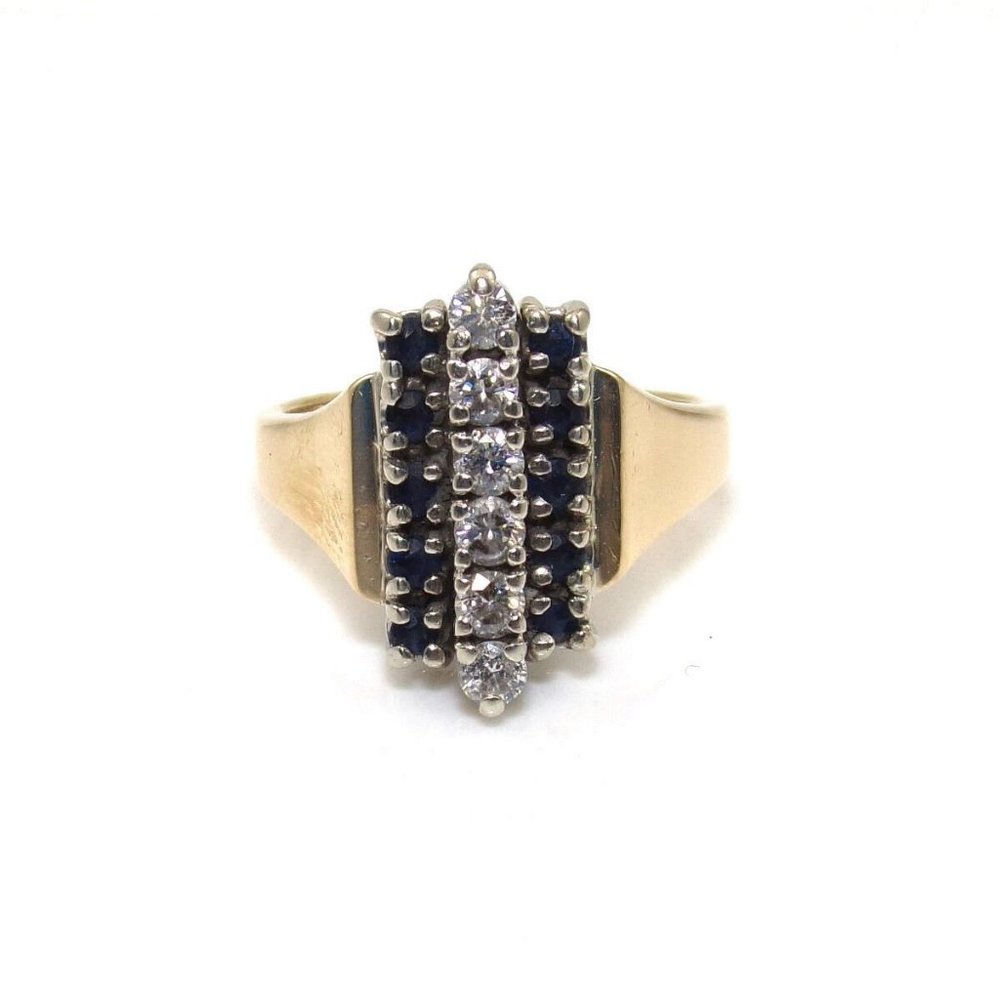 14K Gold Natural Sapphire Diamond Ring 5.5